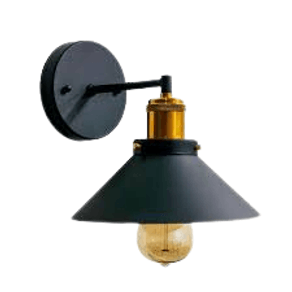 Arandela Hat Mini Industrial 21CM Preto Externo Com/Bronze Interno Ref.7813/Ar – Caisma