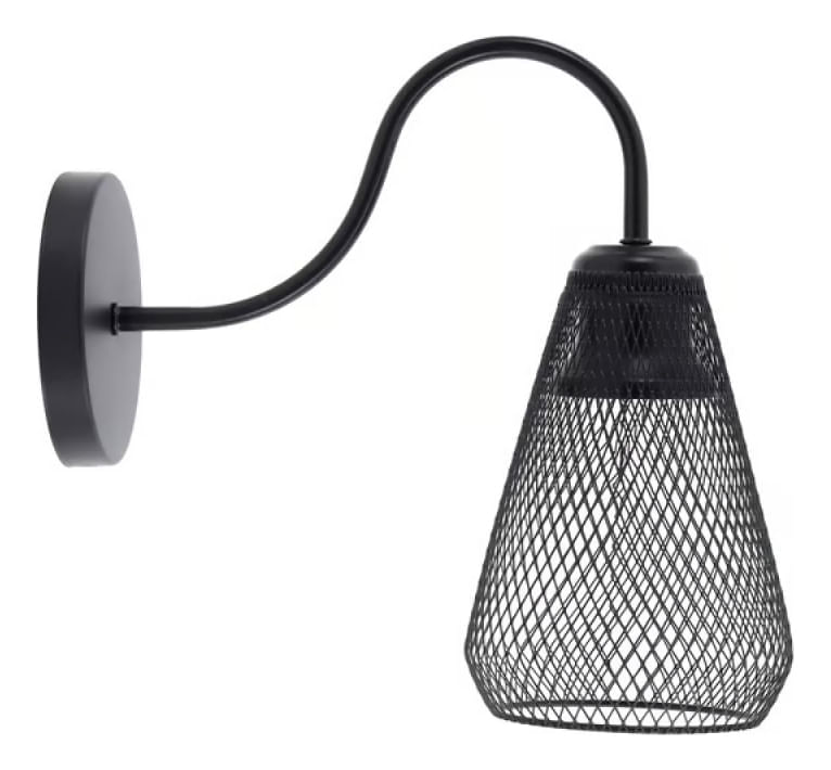 Arandela Cage Preto 27 X 28CM 60W P/1 E-27 Ref. Acage-Preto - GMH
