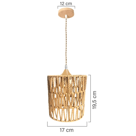 Pendente Mojo 17 Madeira C/Fibra Sisal 17 X 19.5CM P/1 E-27 Ref. P-Mojo-17 - GMH - Imagem 2