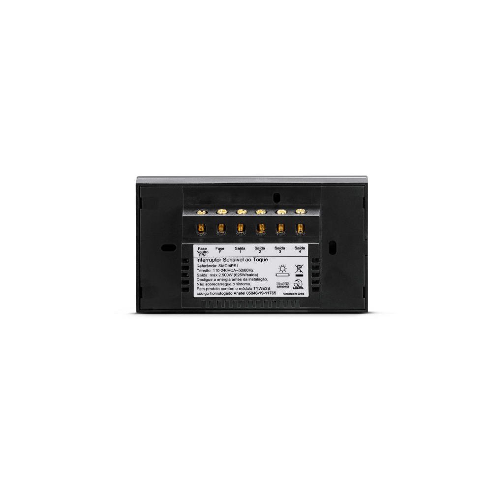 Interruptor Touch Wi-Fi Smarteck 4 X 2 4modulos Preto Biv. Ref.SMCI4PS1 - Steck - Imagem 4