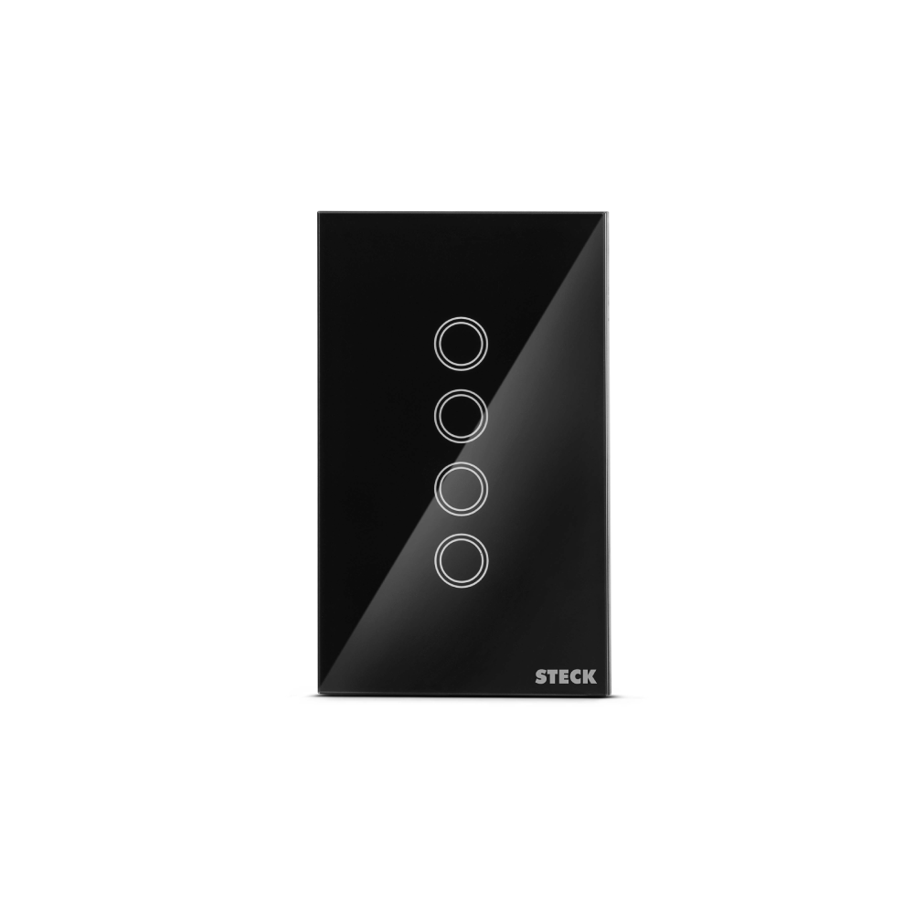 Interruptor Touch Wi-Fi Smarteck 4 X 2 4modulos Preto Biv. Ref.SMCI4PS1 - Steck - Imagem 2