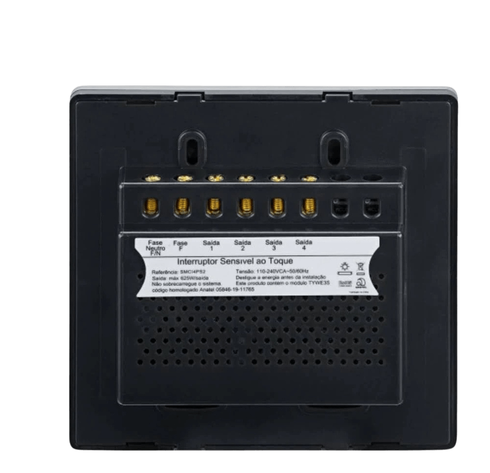 Interruptor Touch Wi-Fi Smarteck 4 X 4 4modulos Preto Biv. Ref.SMCI4PS2 - Steck - Imagem 3
