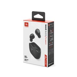 Fone TWS JBL Wave Buds Deep Bass bateria 8H + 24H case Preto