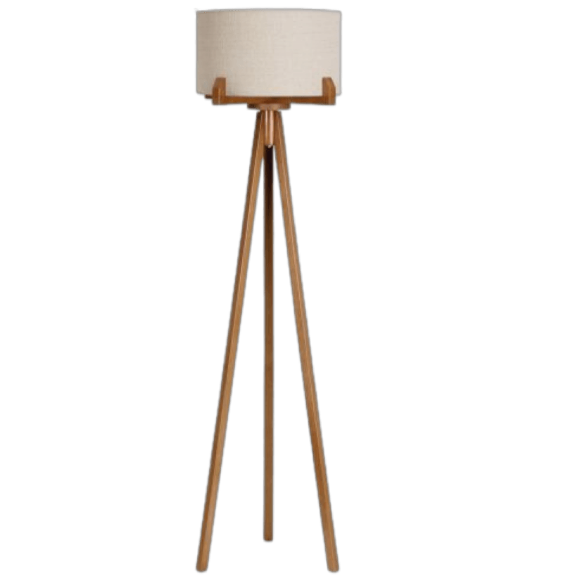 Luminária Coluna Chão Quadripé Imbuia Cúpula Bege 40x156cm Ref.392.Imb.Tc Bg - Ar Iluminação