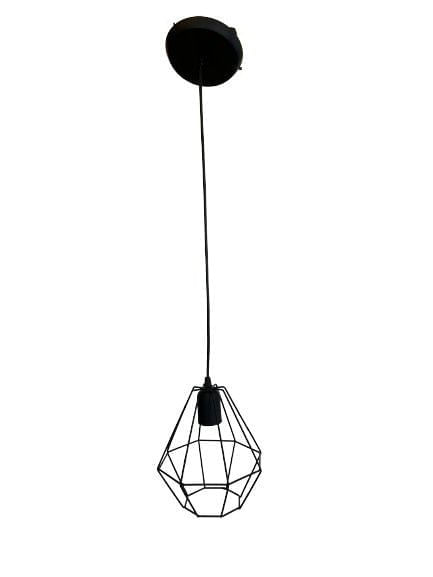 Pendente Aramado Diamante 21CM Alumínio Preto P/1 Lâmpada E-27 Ref.388 - Airoluz