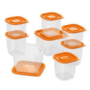 Kit Potes de Plástico Continental 8 unidades - Laranja