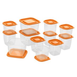 Kit Potes de Plástico Continental 12 unidades - Laranja