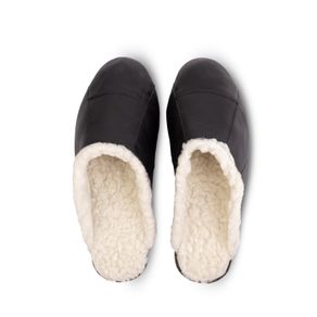 Chinelo Pantufa Em Couro Unissex Forrada Com Pelo 6101 - Tamanho: 33 - Cor: Preto