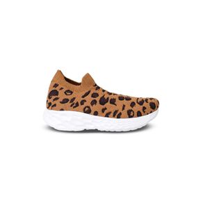 Tênis De Malha Animal Print 227 - Tamanho: 36 - Cor: Onça/Branco