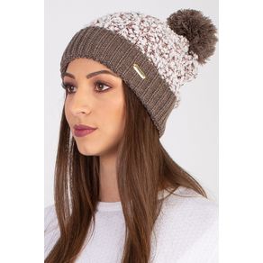 Gorro Feminino De Malha Com Pompom 60020 - Cor: Marrom