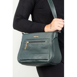 Bolsa Feminina Tiracolo De Couro Liso Maísa - Cor: Verde Militar