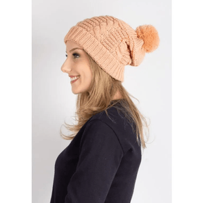 Gorro Feminino De Malha Com Pompom 60019 - Cor: Laranja Candy