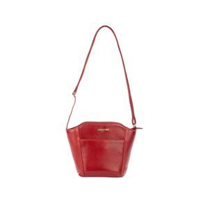 Bolsa Pequena Transversal De Couro Liso Sofia - Cor: Vermelho