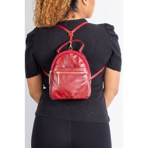 Mini Mochila De Couro Liso Yasmin - Cor: Vermelho