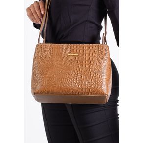 Bolsa De Couro Croco Evelyn - Cor: Caramelo