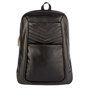 Mochila De Couro Grande Liso Slim Patricia - Cor: Preto