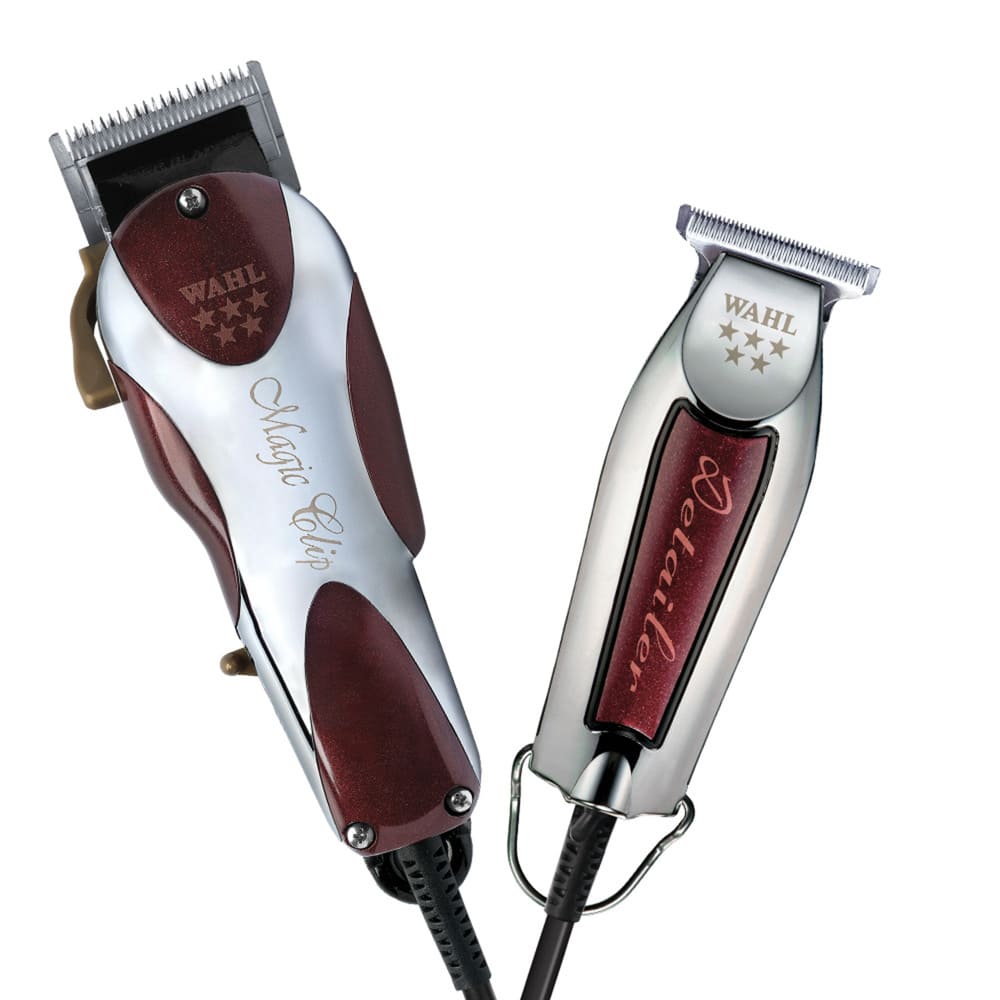 Kit Máquina de Cortar Cabelo Wahl Magic Clip e Máq. de Acabamento Detailer 220v