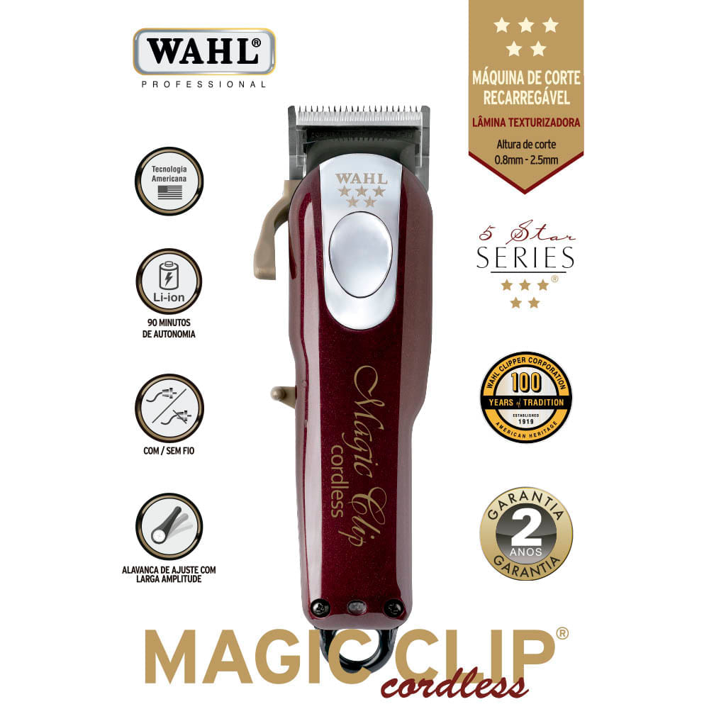 Máquina de Cortar Cabelo Wahl Magic Clip Cordless Bivolt - Imagem 3