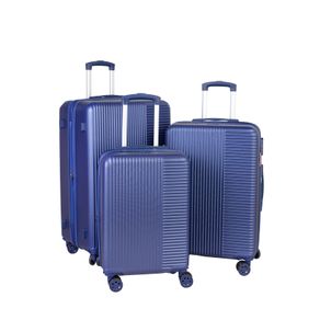 Kit 3 Malas Viagem Abs Com Expansor E Cadeado Acoplado De Segredo Miami - Cor: Azul