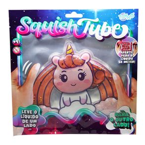 Squish Tapete Tube Toyng Anti Stress p/apertar Unicórnio Rosa