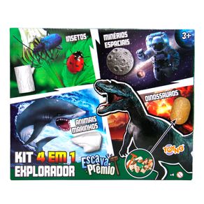 Brinquedo Kit 4 Em 1 Explorador Escava Prêmio Insetos, Animais, Dinossauros E Espaço