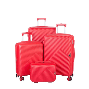 Kit 4 Malas Viagem Abs Com Expansor E Cadeado Acoplado De Segredo Nova York - Cor: Vermelho