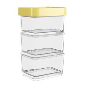 Pote Clear Micro Trio 6,2 x 8 x 13 cm 300 ml - Amarelo Soft Coza