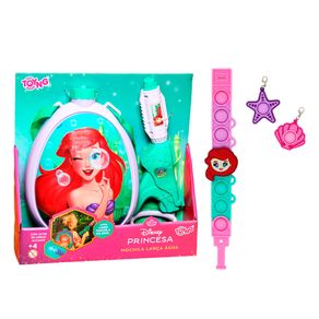 Kit Princesa Ariel Com Mochila Lança Água E Pulseira Pop