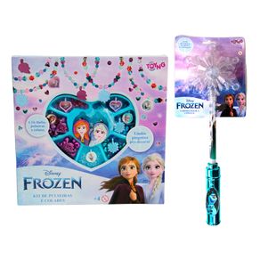 Entre No Reino Da Frozen Com Kit Pulseiras, Colares E Varinha Mágica