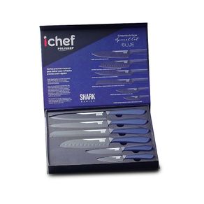 Conjunto de Facas Ichef Polishop - Shark Series - Special Cut - Blue Duo |Blue Ichef