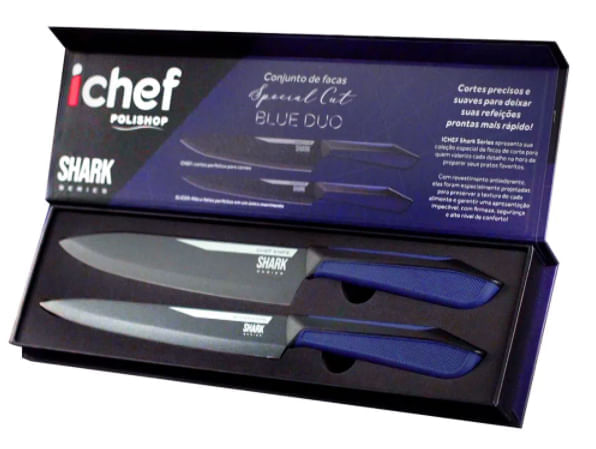 Conjunto de 2 Facas Polishop Ichef Special Cut Azul - Imagem 6