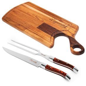 Kit Tábua De Carne Com Conjunto De Faca E Garfo ORIGINAL LAGUIOLE LA Premium