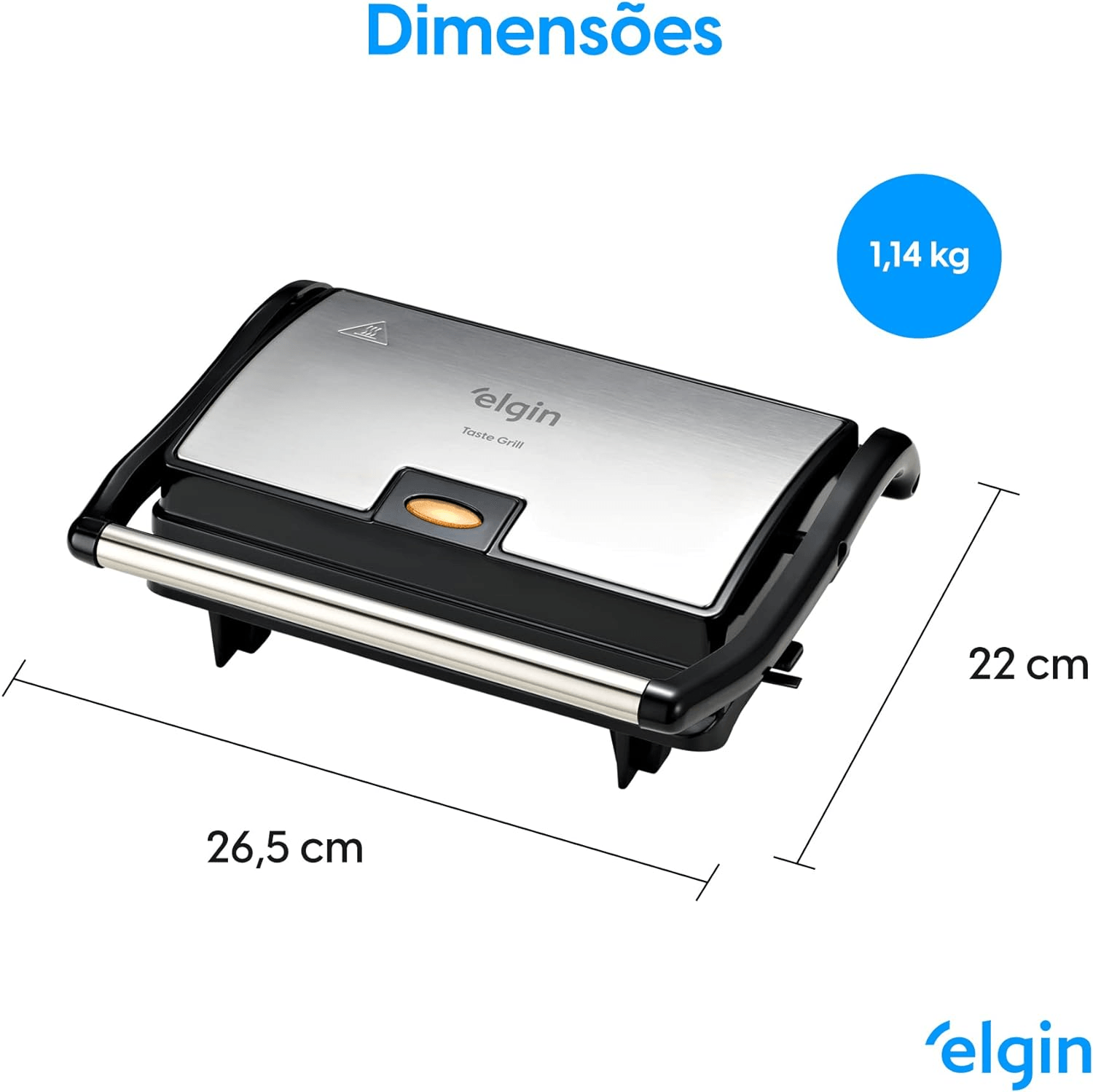 Mini Grill Taste Grill Elgin 800W Alças Cool Touch - Imagem 6