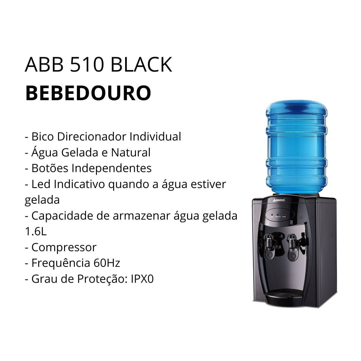 Bebedouro Amvox ABB 510 80W Com compressor 1.6L Black - Imagem 3