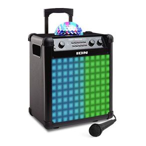 Alto falante Portátil Sem Fio,100 W,Show de Luzes, Aux, Microfone, Alça e Rodas-Bivolt