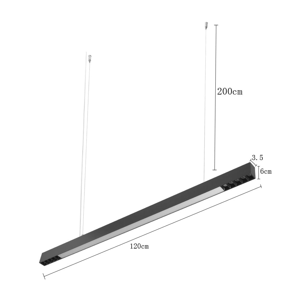 Pendente Led LYTA DIF 120x200CM Preto 4000K 40W 3200Lms Ref.2677 - Nordecor - Imagem 2