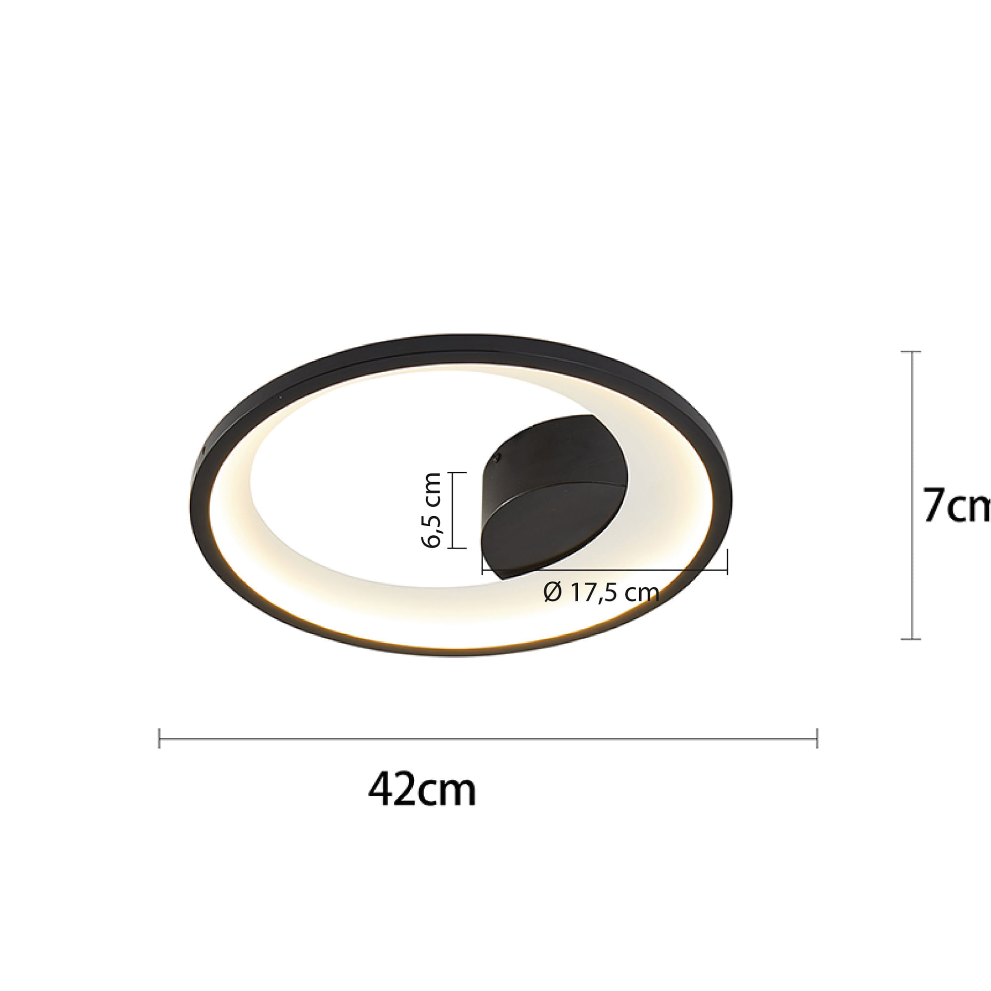 Plafon Led Zahal Uno 7x42CM Preto 3000K 27W 2025Lms Ref.2512 - Nordecor - Imagem 4