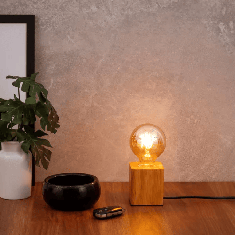 Luminária De Mesa Cube Madeira 8.3 X 7.3CM P/1 E-27 Ref. LCUBE - GMH - Imagem 3