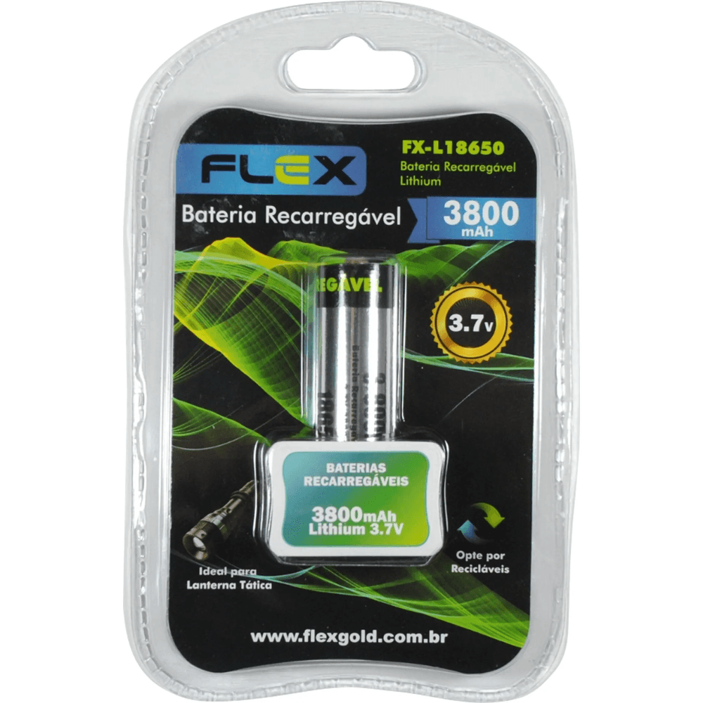 Bateria Recarregável Lithium 3,7V 3800MAH FX-L18650 Cod. 70127 - Flex