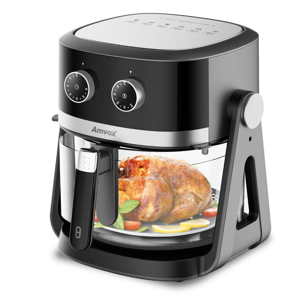 Air Fryer 5L Amvox ARF 1150 1500W 2 em 1 Preto/Prata