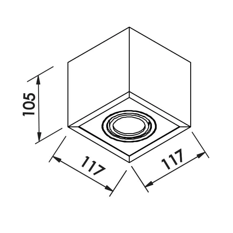 Plafon Box Sobrepor Preto 117X117X105MM P/1 Lâmpada GU10 Ref.IN40121PT - New Line - Imagem 2