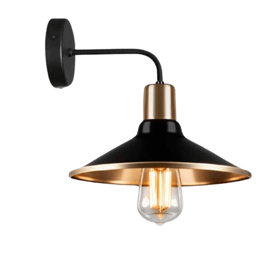 Arandela Alumínio Retro P Preto FoscoXCobre P/1 Lâmpada E-27 24,5x25CM Ref.15061 - Nobre Luminárias