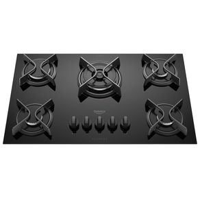 Cooktop 5 Bocas Preto com Mesa de Vidro e Tripla Chama Dako Supreme Bivolt