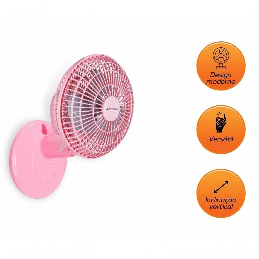Ventilador Mini 20cm Ventimais Turbo 2 Vel Rosa/Prata 110v - Imagem 6