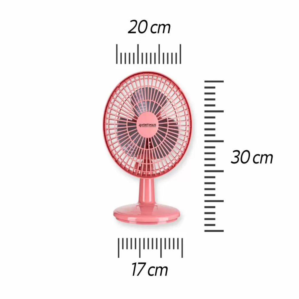 Ventilador Mini 20cm Ventimais Turbo 2 Vel Rosa/Prata 110v - Imagem 10
