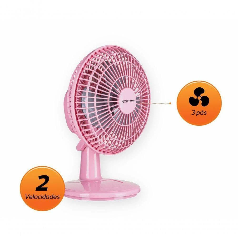 Ventilador Mini 20cm Ventimais Turbo 2 Vel Rosa/Prata 110v - Imagem 11