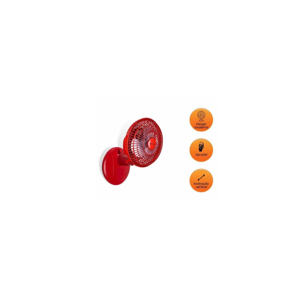 Ventilador Mini 20cm Ventimais Turbo 2 Vel Verm/Prata 220v - Imagem 7