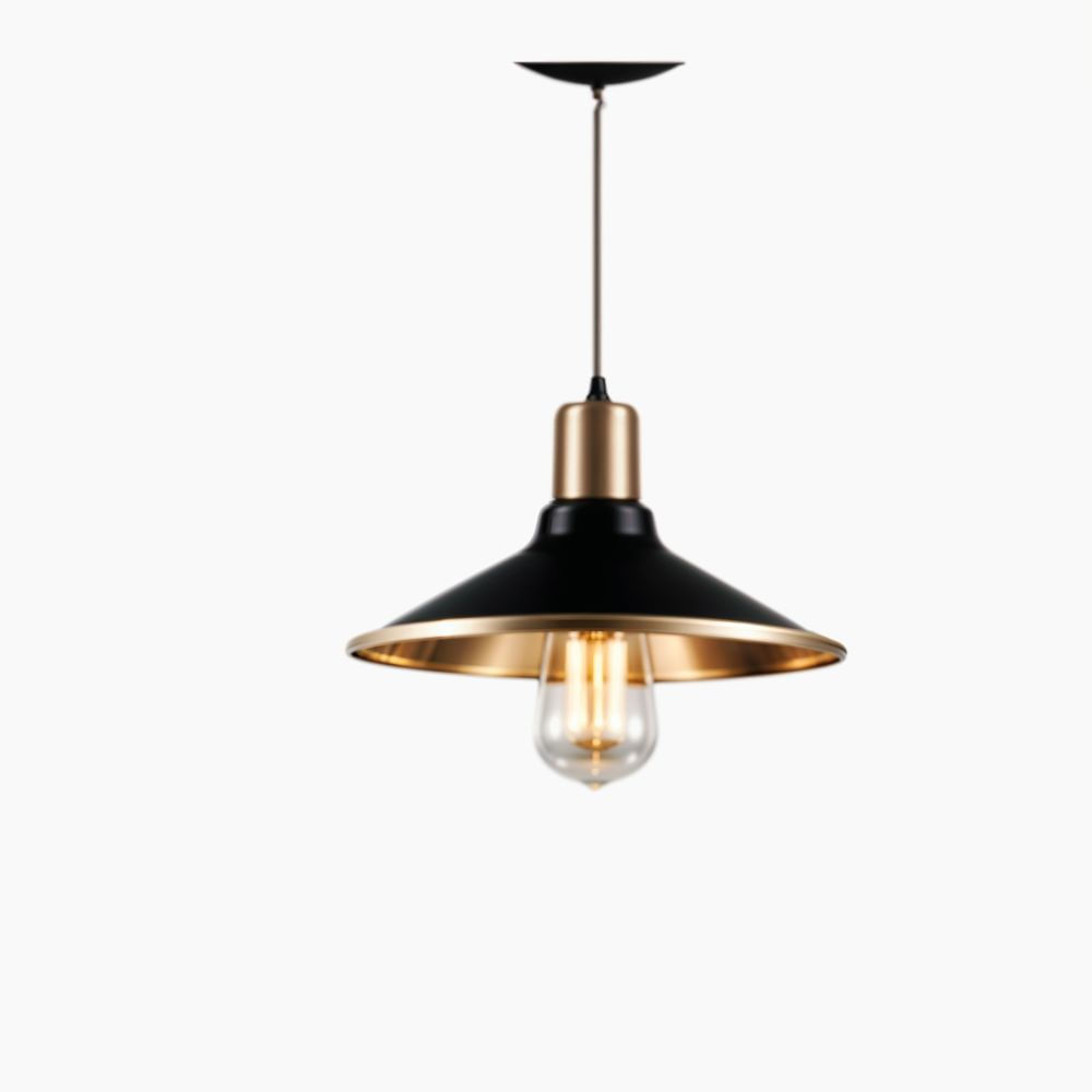 Pendente Alumínio Retro Preto FoscoXCobre P/1 Lâmpada E-27 13,5X25CM Ref.15012 - Nobre Luminárias