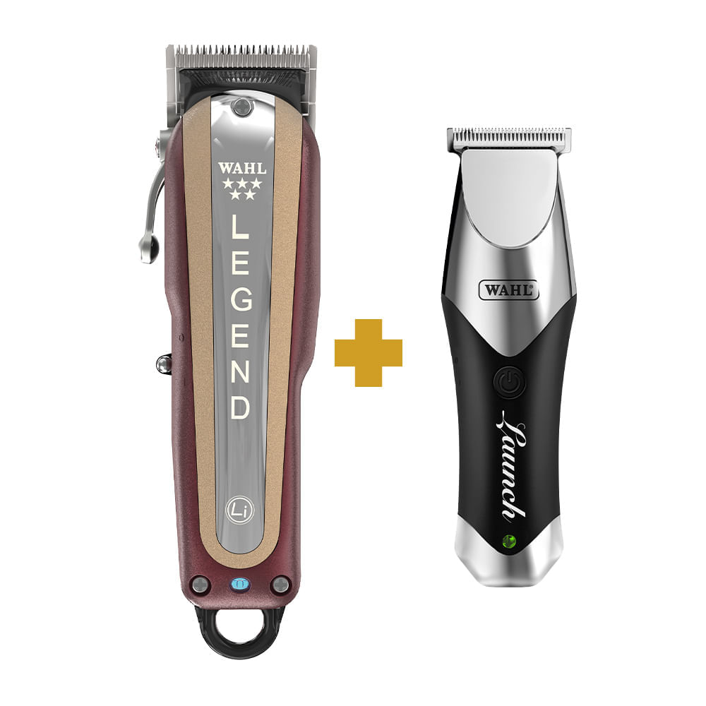 Kit Máquina de Cortar Cabelo Wahl Legend Cordless Bivolt + Máquina de Acabamento Wahl Launch Trimmer Bivolt