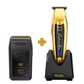 Kit Máquina de Acabamento Wahl Detailer Cordless LI Gold Bivolt + Máquina de Acabamento e Finalização Wahl Vanish Bivolt Detailer Gold + Vanish